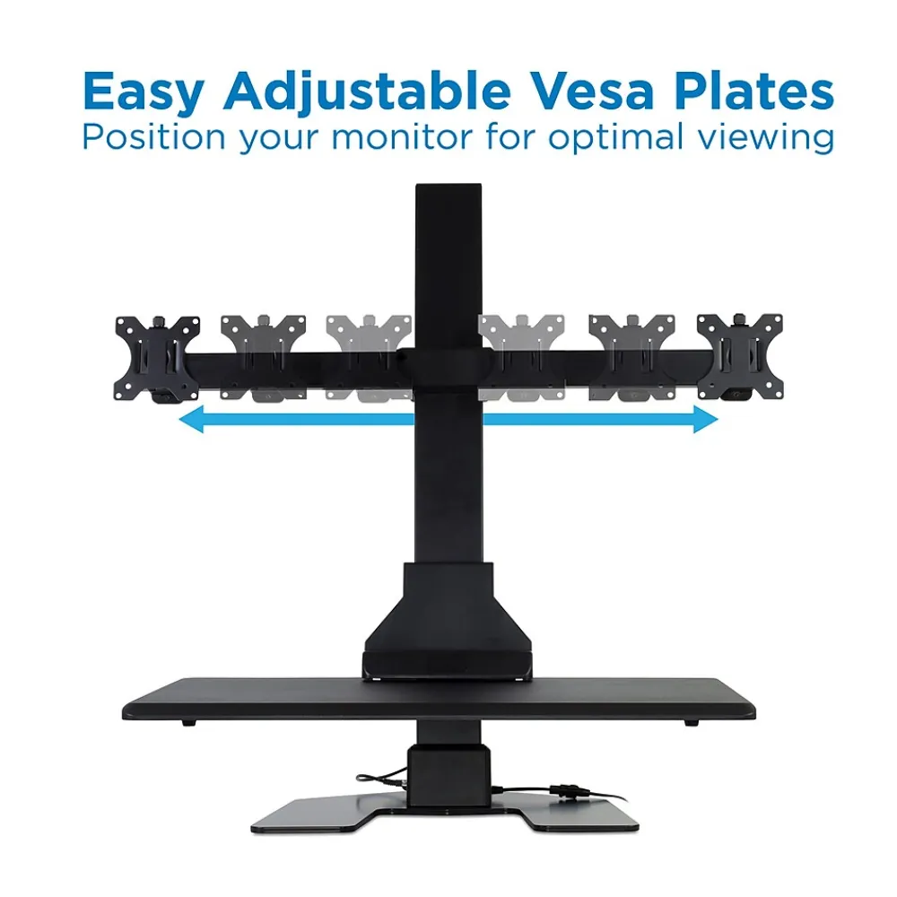 Standing Desks*Mount-It! 28"W Electric Adjustable Standing Desk Converter with Dual Monitor Mount, Black (MI-7952)