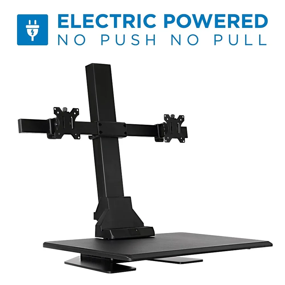 Standing Desks*Mount-It! 28"W Electric Adjustable Standing Desk Converter with Dual Monitor Mount, Black (MI-7952)