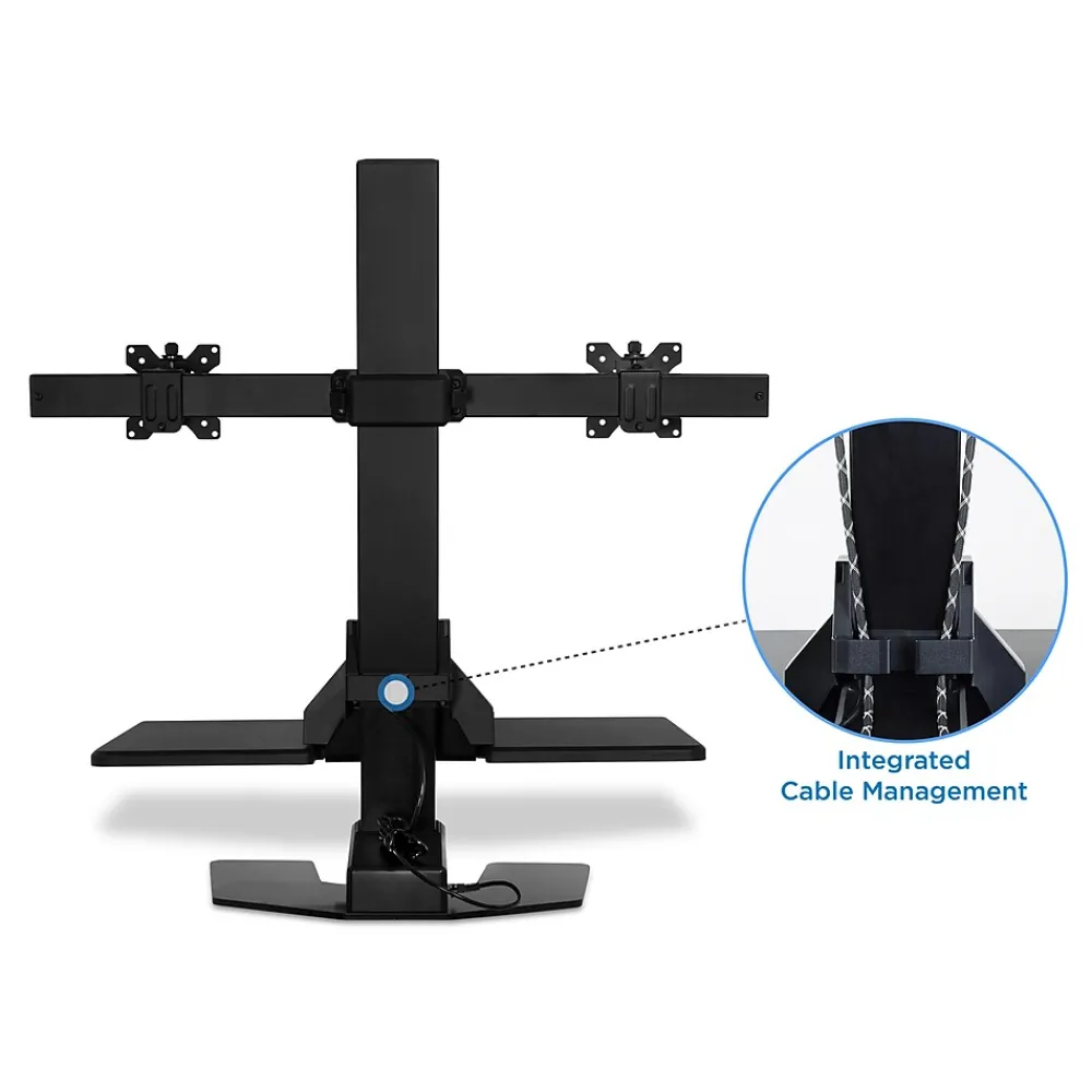 Standing Desks*Mount-It! 28"W Electric Adjustable Standing Desk Converter with Dual Monitor Mount, Black (MI-7952)