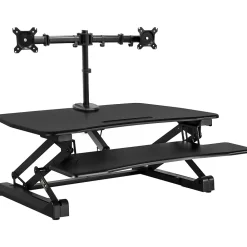 Standing Desks*Mount-It! 35"W Electric Adjustable Standing Desk Converter with Dual Monitor Mount and USB Charging Port, Black (MI-8053)