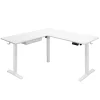 Standing Desks*Mount-It! 63"W Electric L-Shaped Corner Adjustable Standing Desk, White/White (MI-15011)