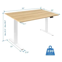 Standing Desks*Mount-It! 55"W Electric Rectangular Adjustable Standing Desk, (MI-18097) Maple/White