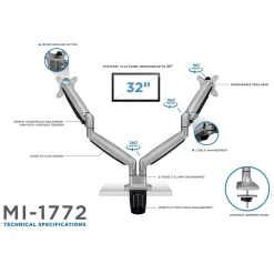 Sale Mount-It! Mount-lt! Adjustable Dual Monitor Arm Mount, Up To 32