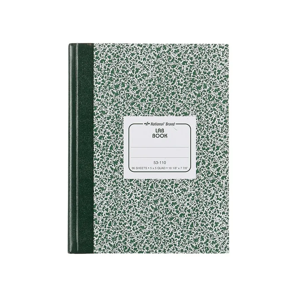Notebooks|National Brand Laboratory 1-Subject Computation Notebooks, 7.88" x 10.13", Quad, 96 Sheets, Green (53110)