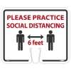 National Marker Cone Top, "Please Practice Social Distancing," 10.38" x 12.63", White (CS29)