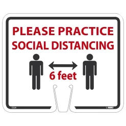 National Marker Cone Top, "Please Practice Social Distancing," 10.38" x 12.63", White (CS29)