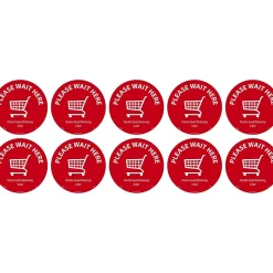 National Marker Temp-Step™ Floor Decal, "Please Wait Here," 8", Red/White, 10 (WFS82A10)