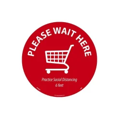 National Marker Temp-Step™ Floor Decal, "Please Wait Here," 8", Red/White (WFS82A)