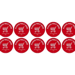 National Marker TexWalk® Floor Decal, "Please Wait Here," 8", Red/White, 10 (WFS82TX10)