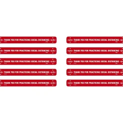 National Marker Walk-On™ Floor Decal, "Thank You for Practicing Social Distancing," 2.25" x 20", Red/White, 10 (WFS78RD10)