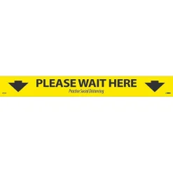 National Marker Walk-On™ Floor Decal, "Please Wait Here," 2.25" x 20", Yellow/Black, 10 (WFS8110)