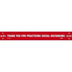 National Marker Walk-On™ Floor Decal, "Thank You for Practicing Social Distancing," 2.25" x 20", Red/White (WFS78RD)