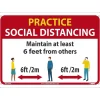 National Marker Wall Sign, "Practice Social Distancing," Aluminum, 10" x 14", Red/White/Yellow (M620AB)