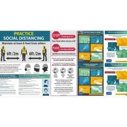 National Marker Wall Sign, "Practice Social Distancing," Aluminum, 2' x 4', Multicolor (M6524ACP)