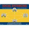 National Marker Wall Sign, "Social Distancing," Plastic, 10" x 14", Yellow/Blue (M617RB)