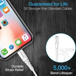 Naztech 14138 4 ft. Fast Charge MFi Lightning to USB-C Cable, White