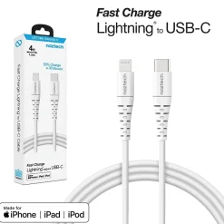 Naztech 14138 4 ft. Fast Charge MFi Lightning to USB-C Cable, White