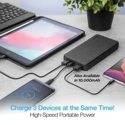 Naztech 20,000 mAh 18 Watt PD+QC Fast Charge High-Capacity Fabric Power Bank, Black (15143)