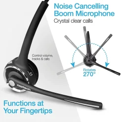 Hot Naztech Wireless Noise Canceling Bluetooth On Ear Headset, Black (15183)