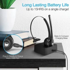 Hot Naztech Wireless Noise Canceling Bluetooth On Ear Headset, Black (15183)