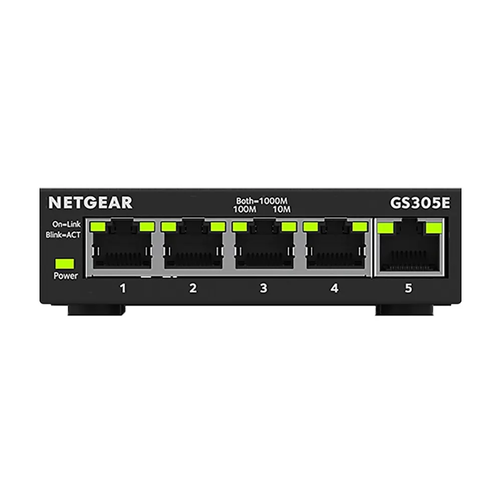 Hot Netgear 300 Series Plus 5-Port Gigabit Ethernet Managed Switch, Black (GS305E-100NAS)