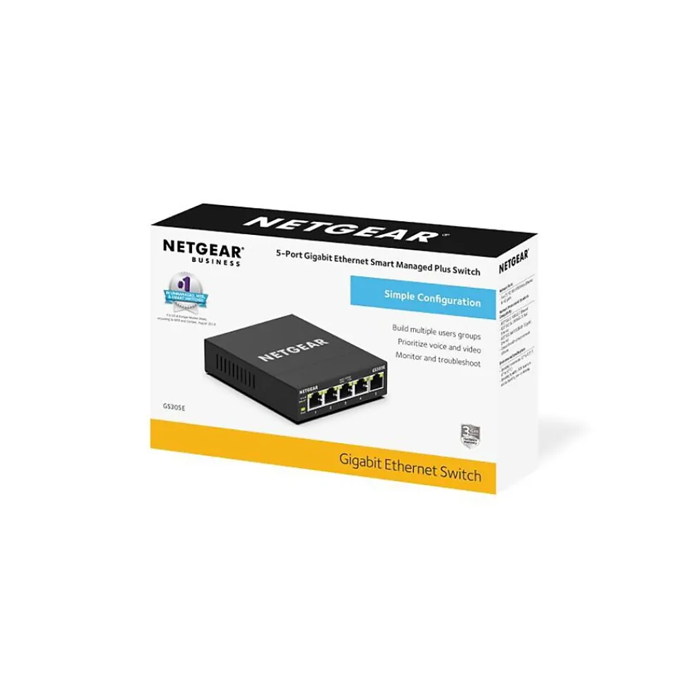 Hot Netgear 300 Series Plus 5-Port Gigabit Ethernet Managed Switch, Black (GS305E-100NAS)
