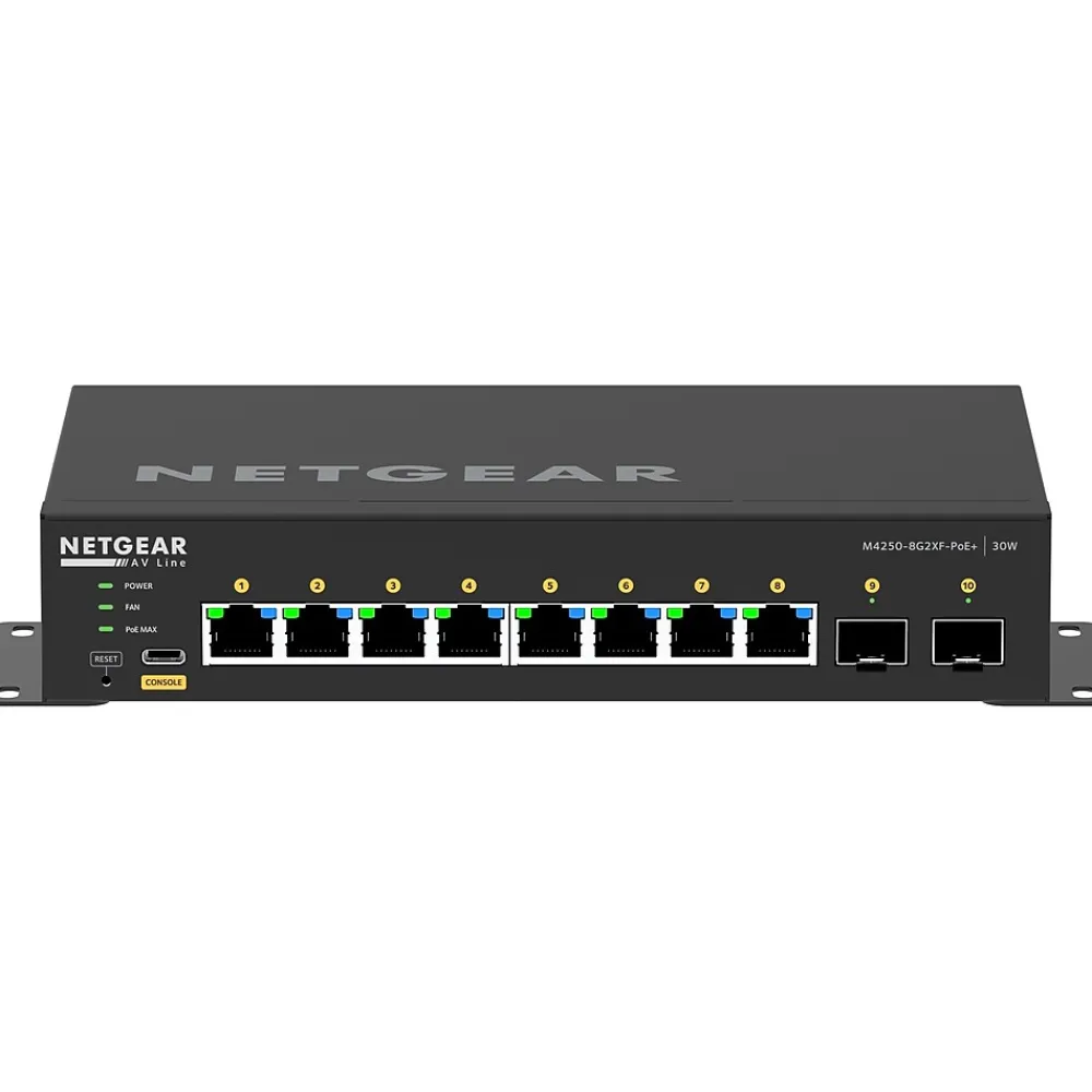 New Netgear AV Line 8-Port Gigabit Ethernet Managed Switch, Black (GSM4210PX-100NAS)