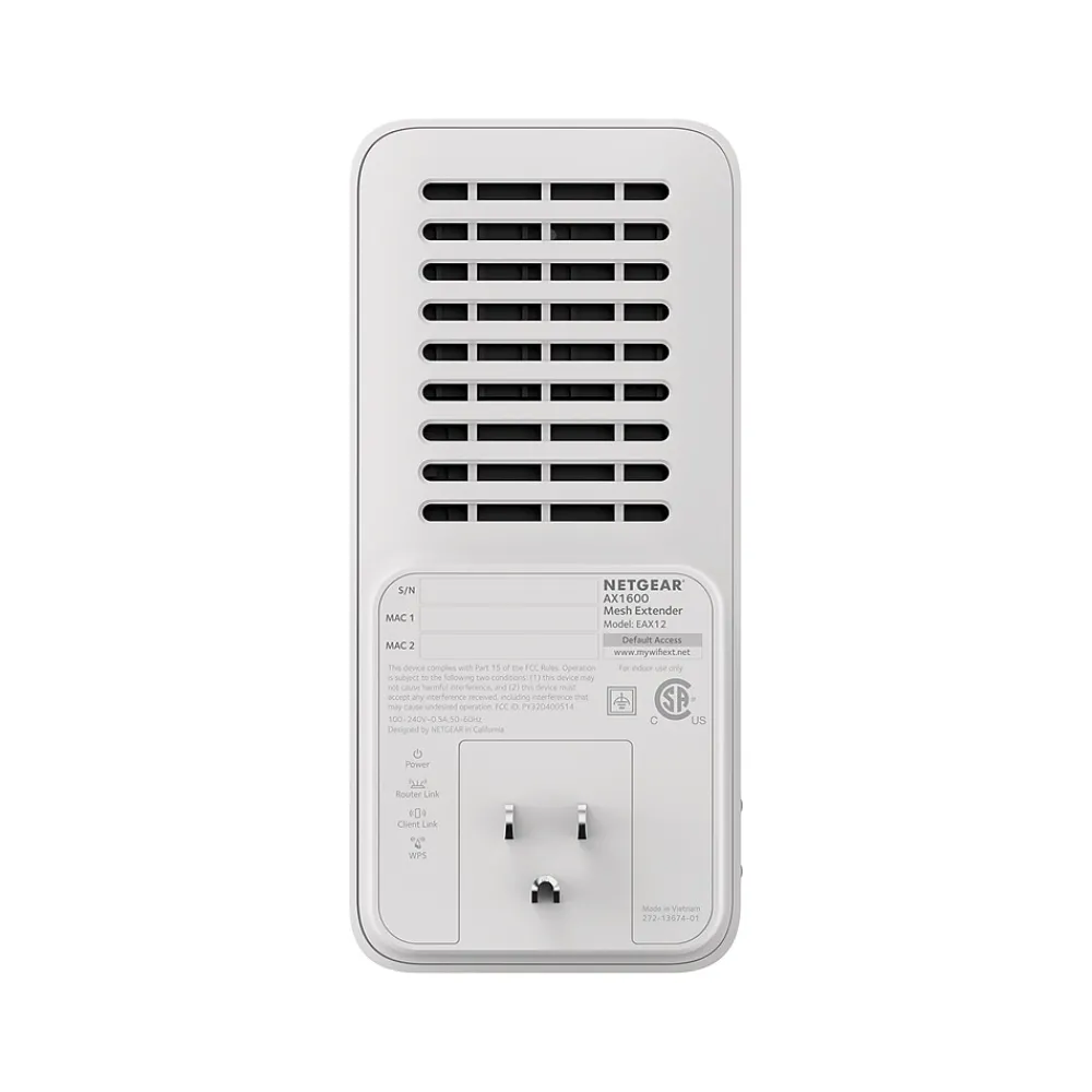 Best Netgear AX1600 EAX12 Wi-Fi 6 Dual Band Wireless/Ethernet Mesh Range Extender, 2.4/5GHz, White (EAX12-100NAS)
