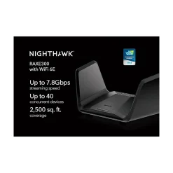 Discount Netgear Nighthawk AXE7800 7800Mbps Tri-Band MU-MIMO 6E Router, Black (RAXE300-100NAS)