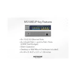 Discount Netgear Plus 8-Port Gigabit Ethernet Managed Switch, Gray (MS108EUP-100NAS)