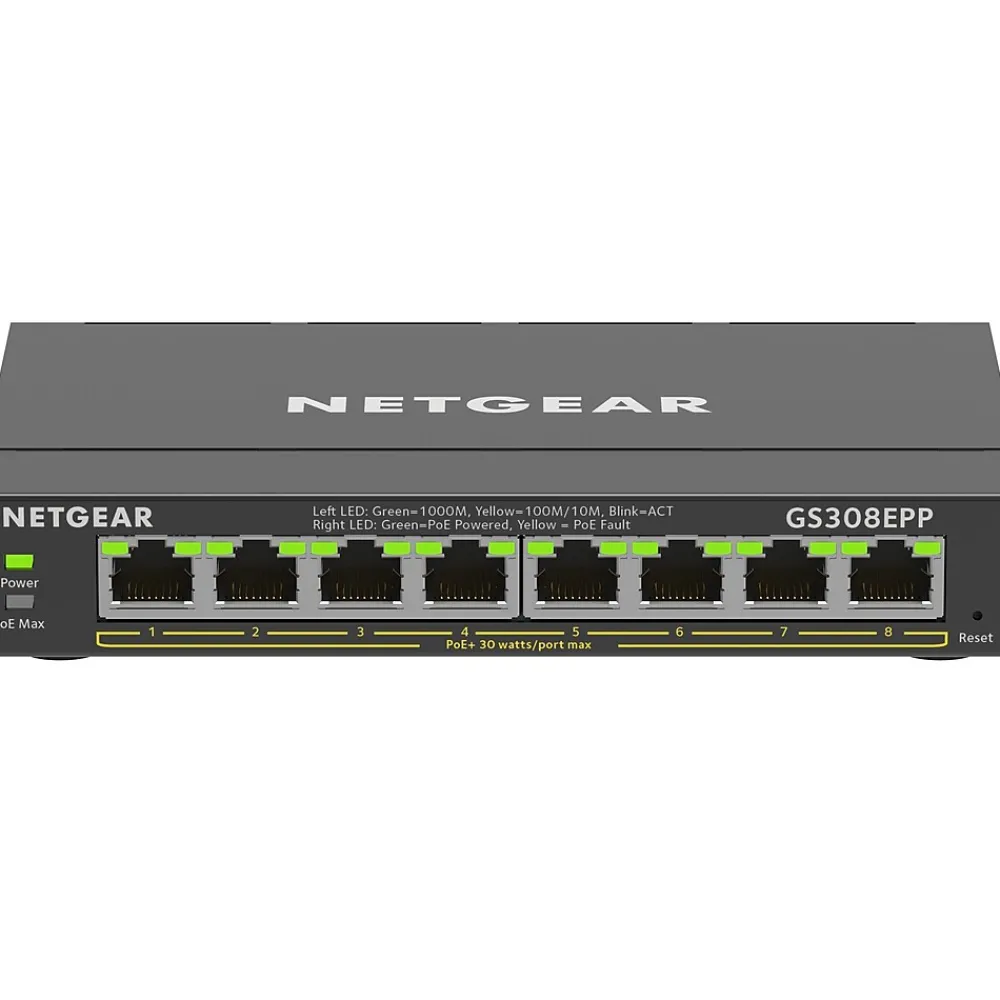 Discount Netgear Plus 8-Port Gigabit Ethernet PoE Managed Switch, Black (GS308EPP-100NAS)