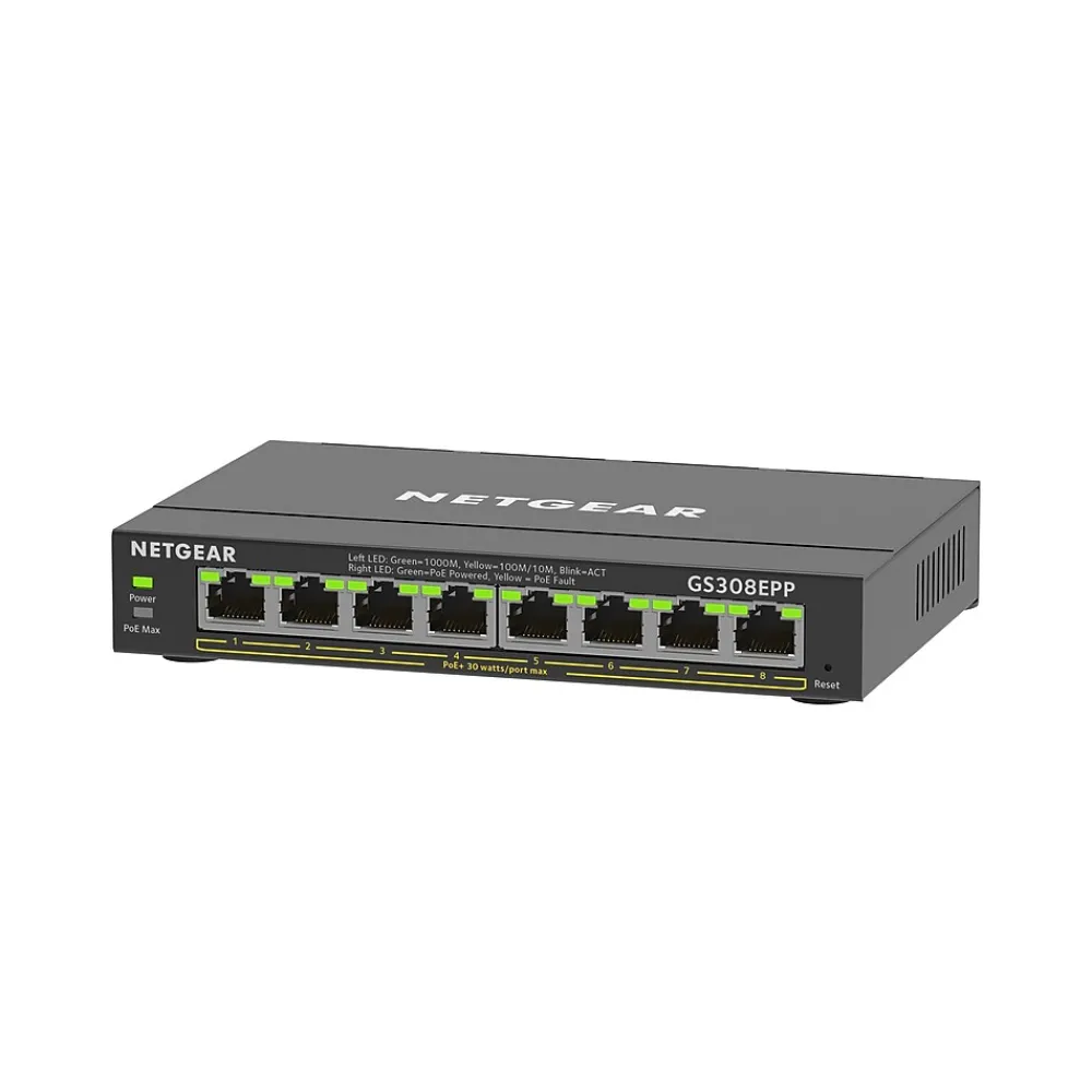 Discount Netgear Plus 8-Port Gigabit Ethernet PoE Managed Switch, Black (GS308EPP-100NAS)