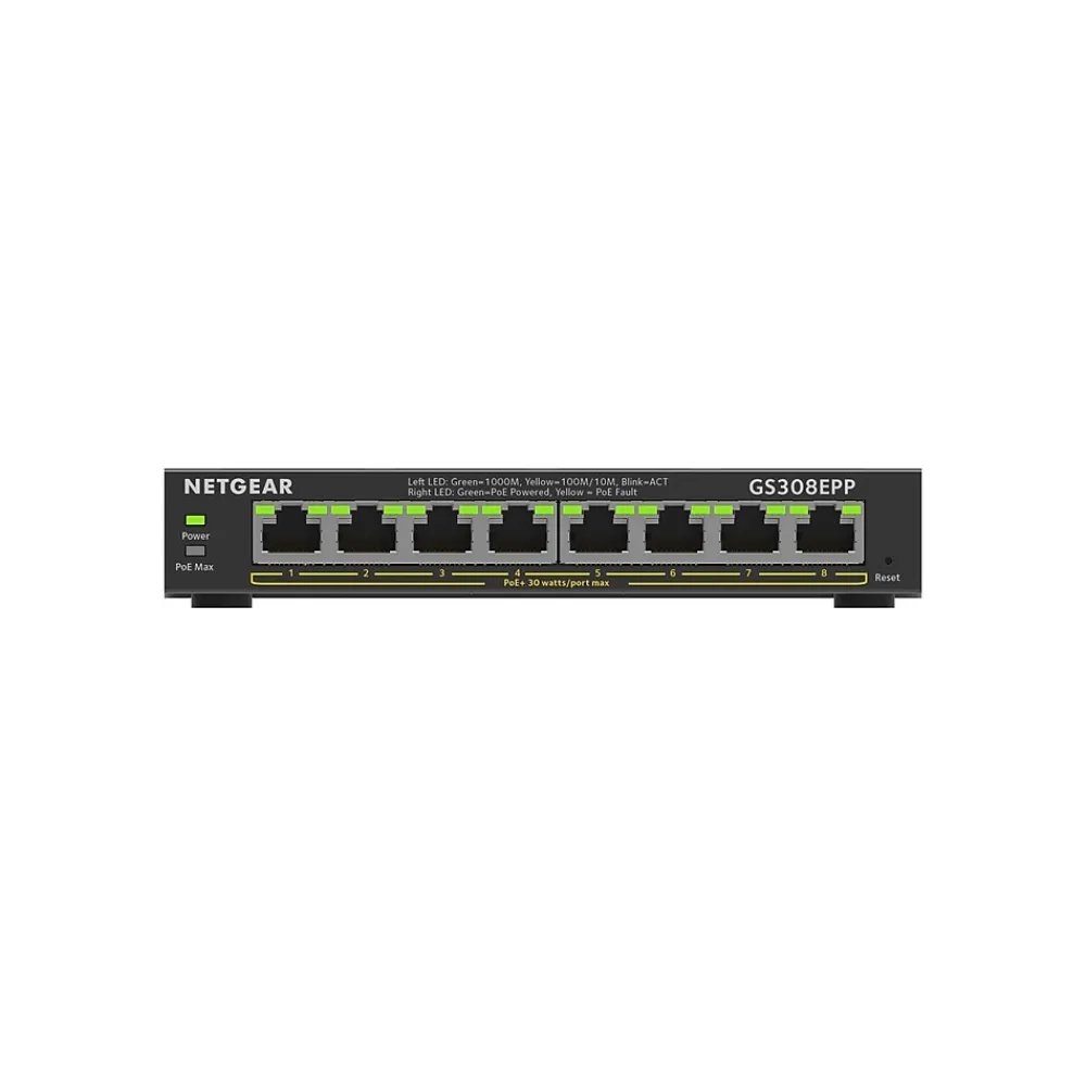 Discount Netgear Plus 8-Port Gigabit Ethernet PoE Managed Switch, Black (GS308EPP-100NAS)
