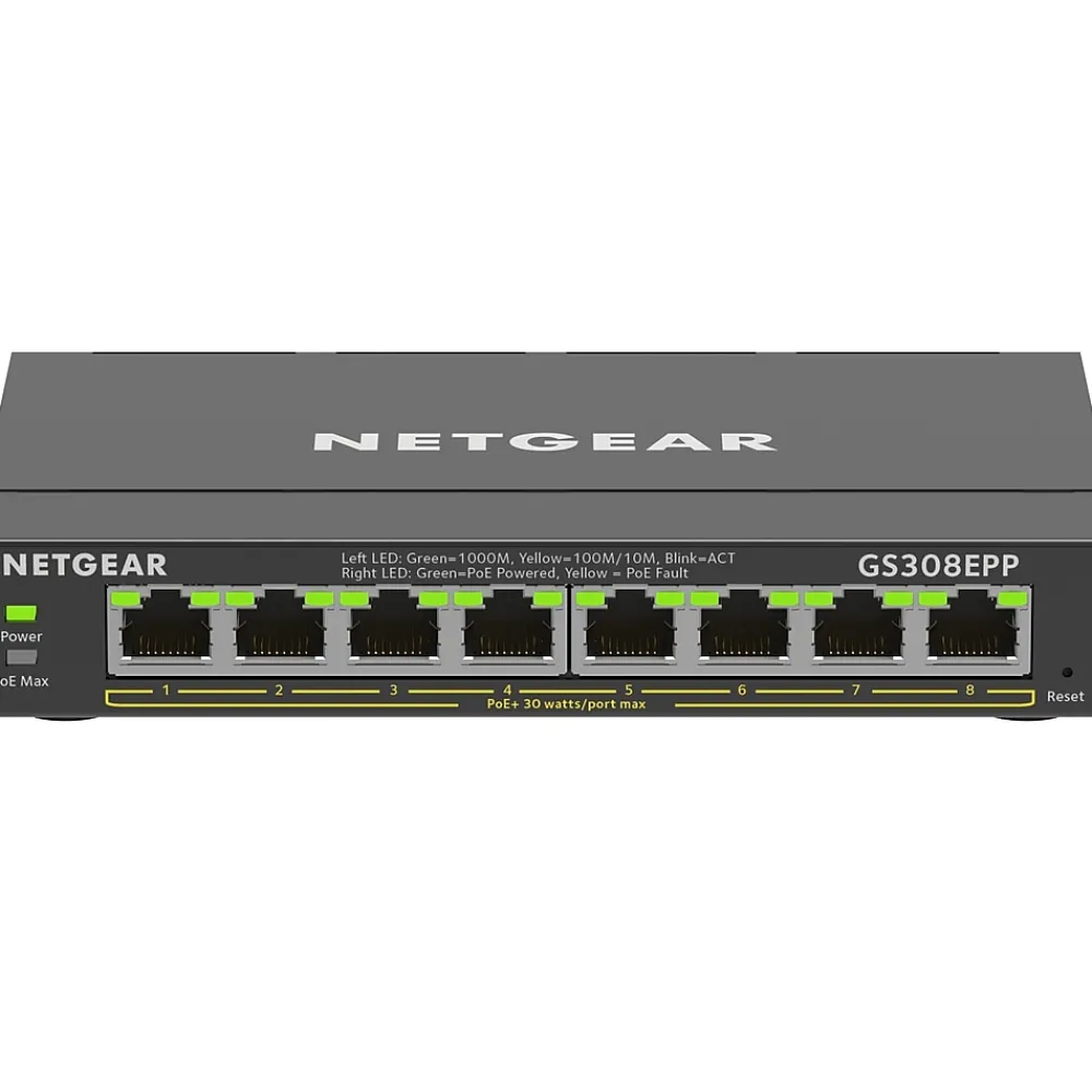 Discount Netgear Plus 8-Port Gigabit Ethernet PoE Managed Switch, Black (GS308EPP-100NAS)