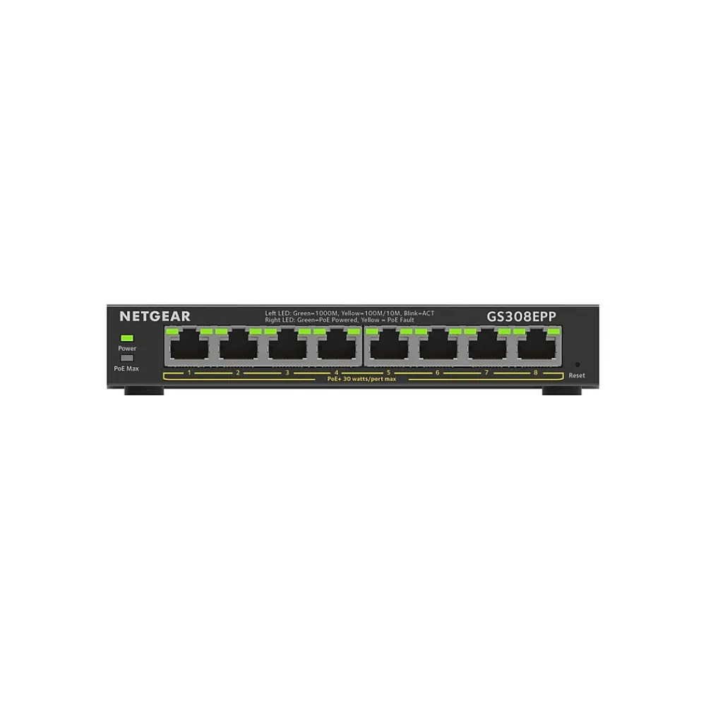 Discount Netgear Plus 8-Port Gigabit Ethernet PoE Managed Switch, Black (GS308EPP-100NAS)