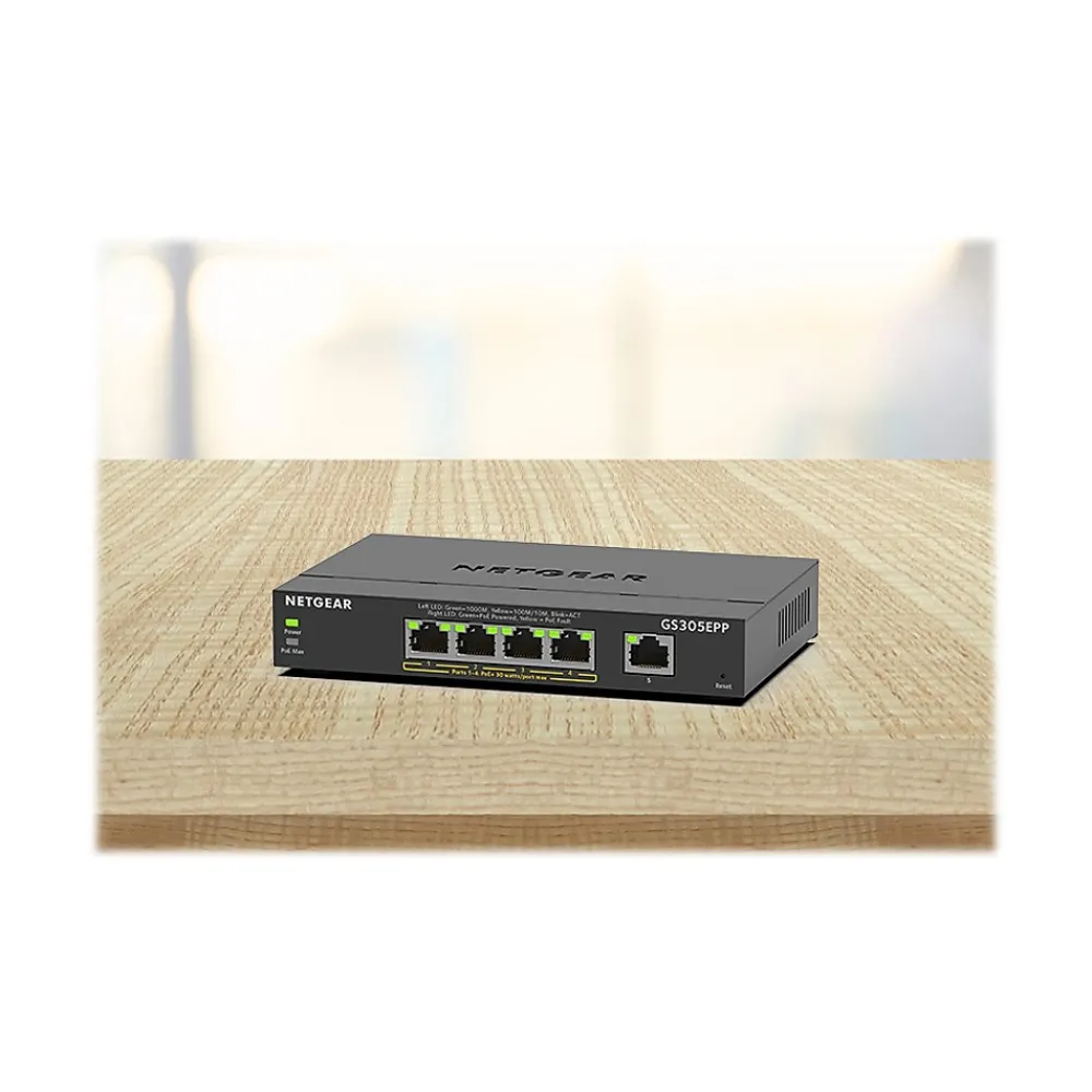 New Netgear Plus 5-Port Gigabit Ethernet Managed Switch, 10/100/1000 Mbps (GS305EPP-100NAS)