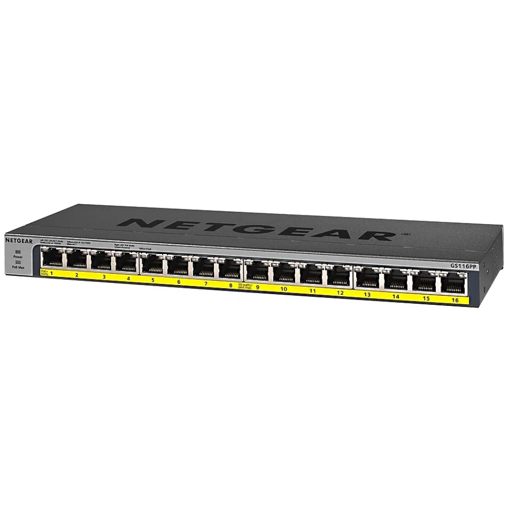 Clearance Netgear 16-Port PoE/PoE+ Gigabit Ethernet Unmanaged Switch (GS116LP-100NAS)