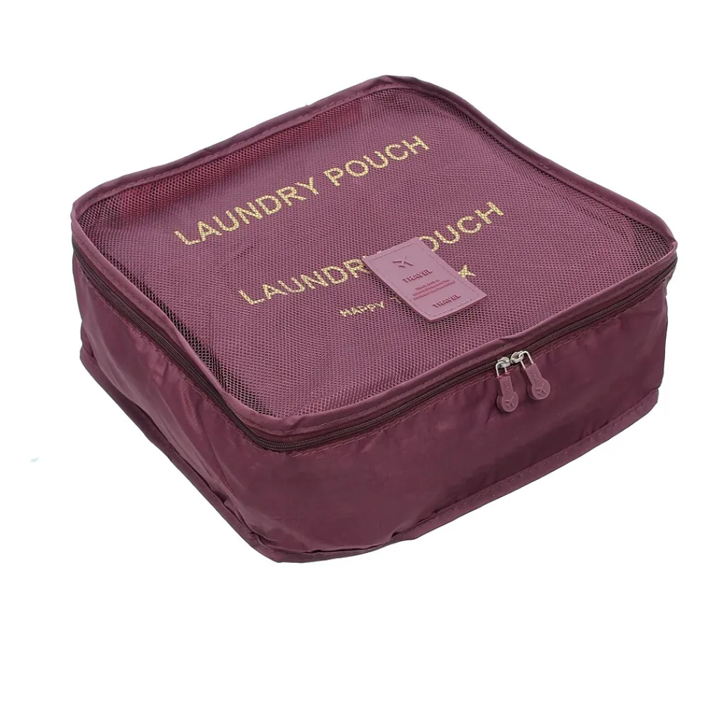 6-Piece Fabric Travel Organizer, Wine (CBM002L-WINE)<Nicci