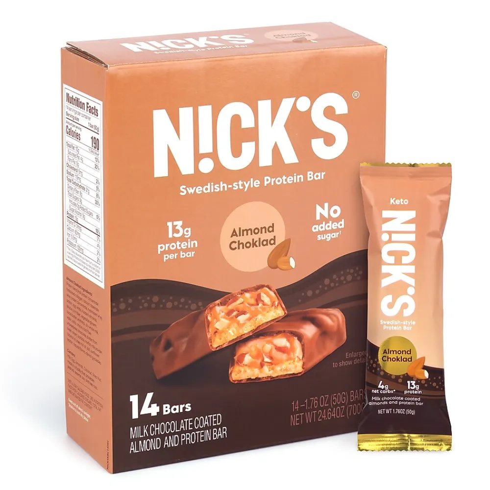 N!CK'S Nick's Protein Bar Almond Choklad, 1.76 oz, 14/Pack (220-02352)