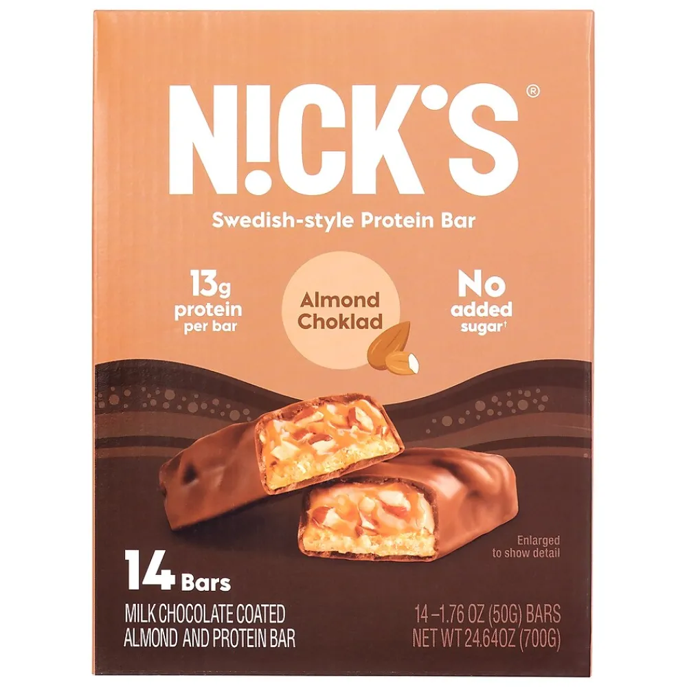 N!CK'S Nick's Protein Bar Almond Choklad, 1.76 oz, 14/Pack (220-02352)