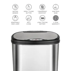 13.2 Gallon Stainless Steel Motion Sensor Recycle Trash Can (DZT-50-13R)<Nine Stars Discount