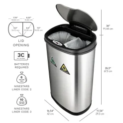13.2 Gallon Stainless Steel Motion Sensor Recycle Trash Can (DZT-50-13R)<Nine Stars Discount