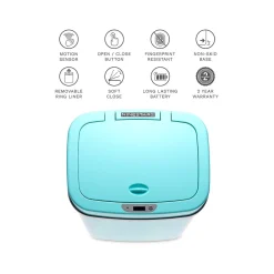 Plastic Sensor Trash Can, 3.2-Gallon, Teal Blue (DZT-12-5TB)<Nine Stars Clearance