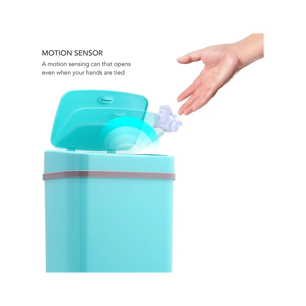 Plastic Sensor Trash Can, 3.2-Gallon, Teal Blue (DZT-12-5TB)<Nine Stars Clearance