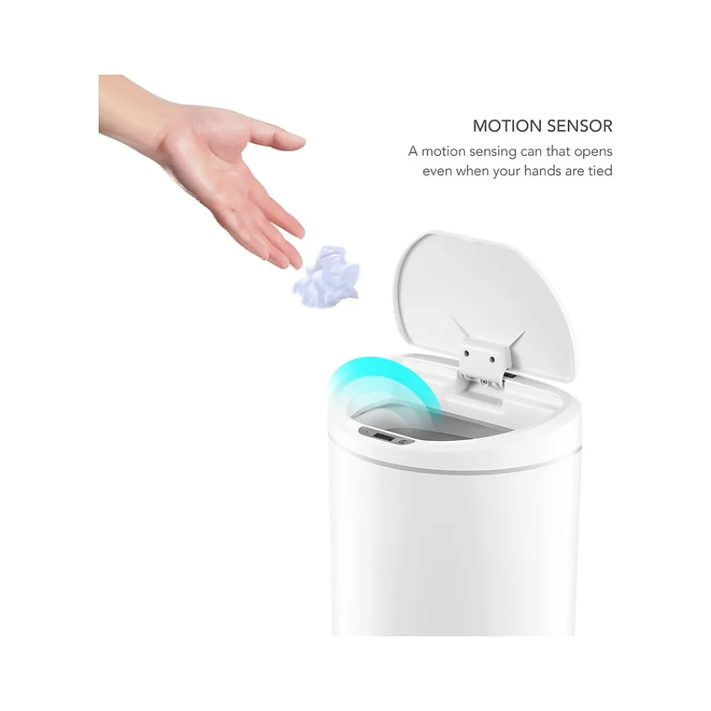 Plastic Sensor Trash Can, 2.1-Gallon, White (DZT-8-29)<Nine Stars Sale