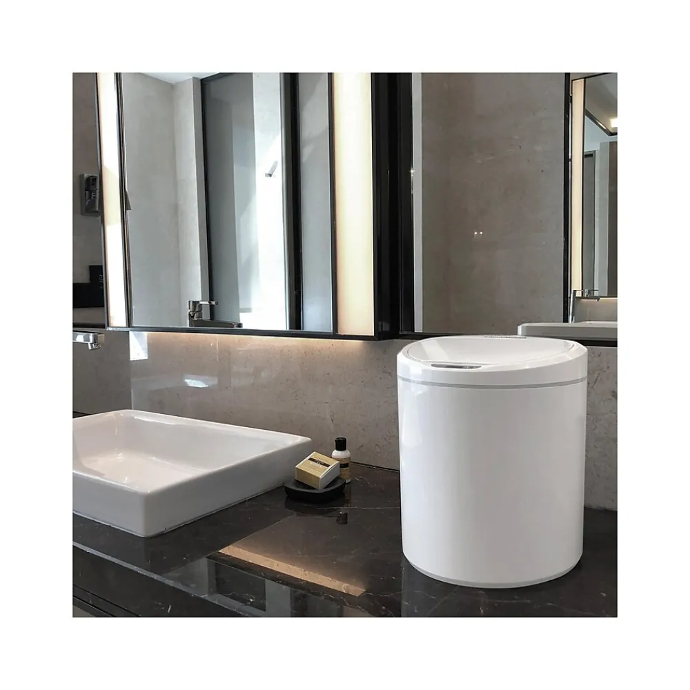 Plastic Sensor Trash Can, 2.1-Gallon, White (DZT-8-29)<Nine Stars Sale