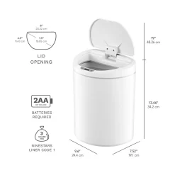 Plastic Sensor Trash Can, 2.6-Gallon, White (DZT-10-29)<Nine Stars Hot