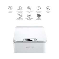 Plastic Sensor Trash Can, 2.6-Gallon, White (DZT-10-35)<Nine Stars Discount