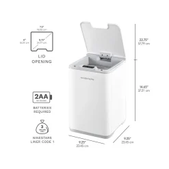 Plastic Sensor Trash Can, 2.6-Gallon, White (DZT-10-35)<Nine Stars Discount
