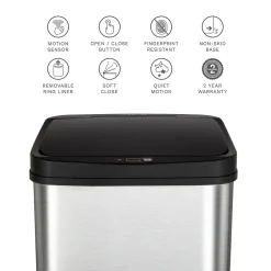Stainless Steel Motion Sensor Trash Can, 13.2 Gal. (DZT-50-28)<Nine Stars Hot